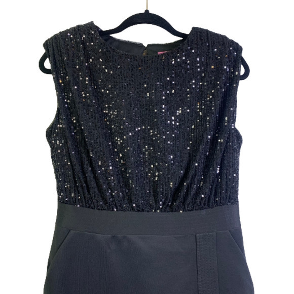 LDT Black Sequin Blouson Mini Dress‎ - Picture 6 of 12